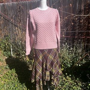 New with tags Ann Taylor dusty rose cable knit fringe sweater size small